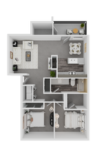 2/1 950sf H301 floor plan